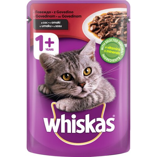 whiscas purina hrana za odrasle mačke whiskas, govedina u sosu, 100g Cene