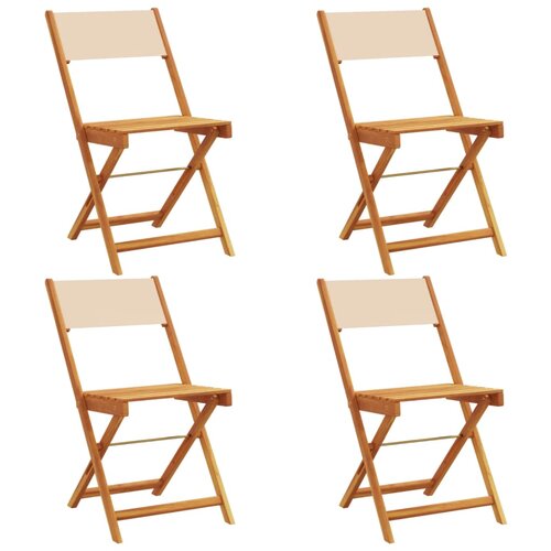 Maison Chic Zložljivi Vrtni Stoli - Stol za vrti 4 kosi bež blago in trden les JS2847, (21876119) Slike