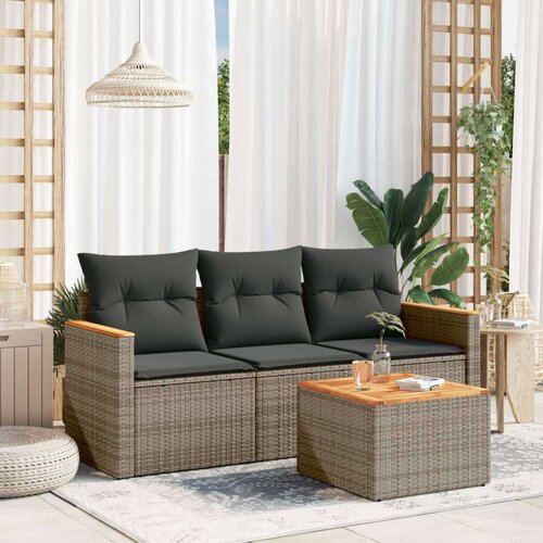  4-dijelni set vrtnih sofa od poliratana s jastucima sivi Cijene