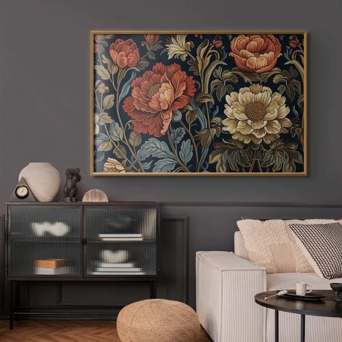  Plakat Tapestry Large Retro Flowers 42x29.7 Zlatni okvir Cene