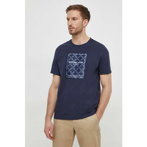 Michael Kors Bombažna kratka majica moški, mornarsko modra barva