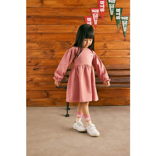 Defacto Regular Fit Flower Long Sleeve Knitted Dress Slike
