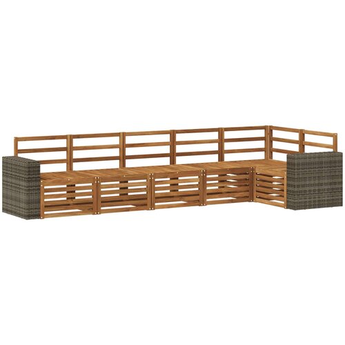 vidaXL Kotna sedežna garnitura 6 pcs Naravna Masiven les akacije, (5000283772) Cene