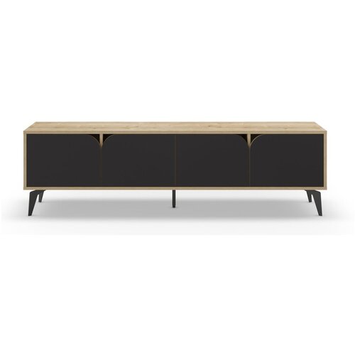 Marckeric Črna/v naravni barvi TV omarica v hrastovem dekorju 180x51 cm Nola &amp;ndash; Slike