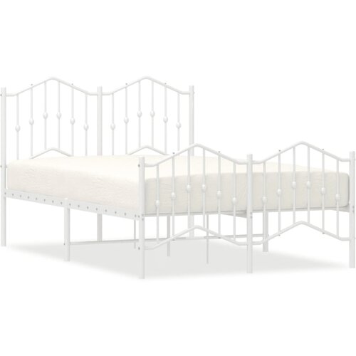 Maison Chic Kovinski Posteljni okvir - Dvoposteljna postelja - Zakonska postelja z vzglavjem in vznožjem&amp;nbsp;bel 120x200 cm, (21695674) Slike