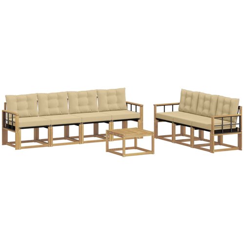  Set vanjskih sofa 8 kom. Bijela i bež Smeđa 59 x 59 x 37 cm Slike