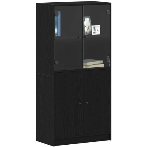 VidaXL Visoki ormarić s vratima Crna hrast 68x37x142 cm Konstruirano drvo Slike