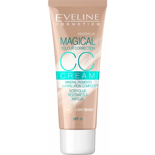 Eveline Magical Colour Correction CC krema SPF 15 odtenek 50 Light Beige 30 ml