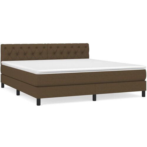 VidaXL Box spring postelja z vzmetnico temno rjava 160x200 cm blago, (20900117) Slike