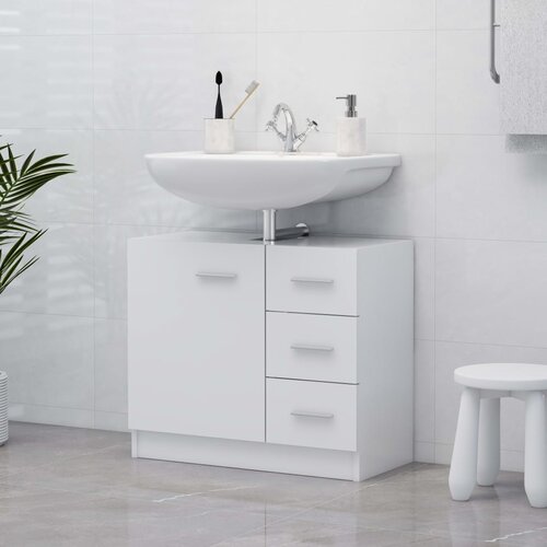 VidaXL Omarica za umivalnik bela 63x30x54 cm iverna plo&amp;scaron;ča Slike