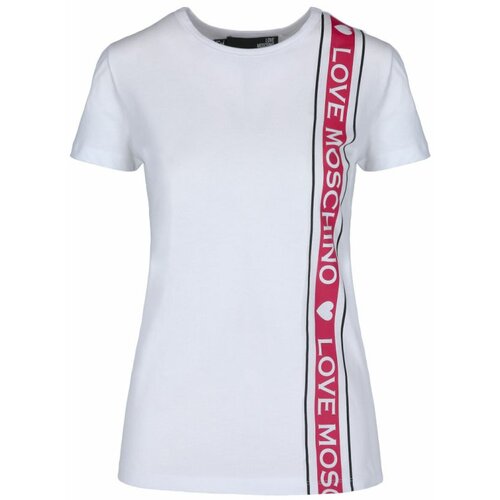 Love Moschino pamučna bela majica sa logotip trakom  W 4 F73 1O M 3876-A00 Cene