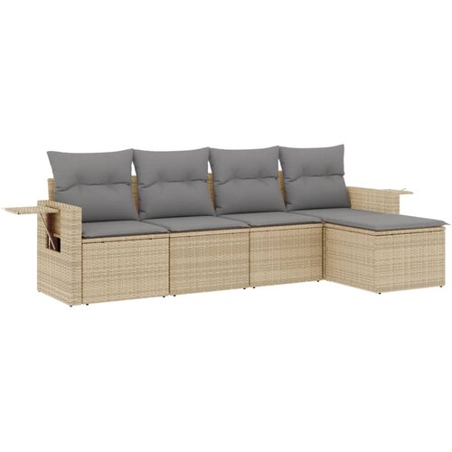  5-dijelni vrtni set sofa s jastucima bež od poliratana 85 x 62 x 69 cm Slike