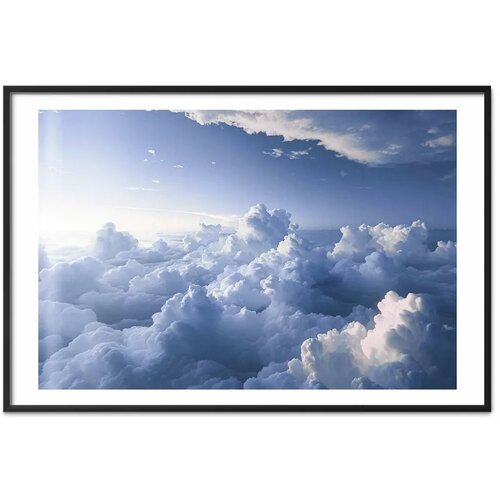  Plakat Aerial Landscapes: Sunbeams Illuminating Puffy Cloud Formations 42x29.7 Crni okvir s margom Slike