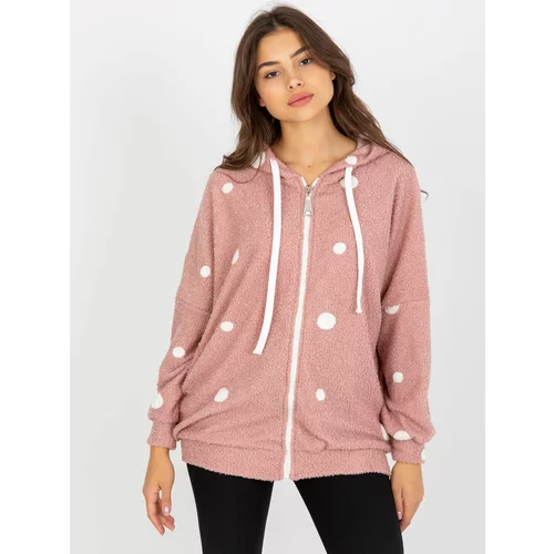 Fashion Hunters Dusty pink plush sweatshirt with polka dots