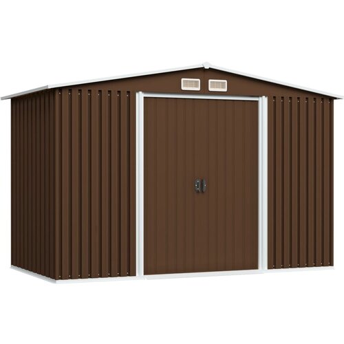 vidaXL Vrtna skladiščna lopa rjava 257x205x178 cm jeklena Cene