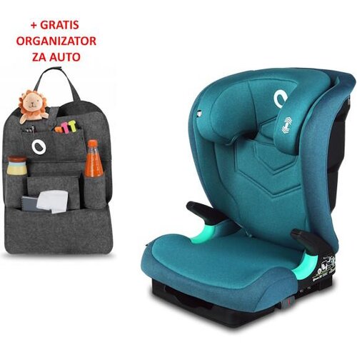 Lionelo Autosjedalica NEAL i-Size zelena + organizator, ISOFIX, 100&amp;ndash;150 cm, (5903771700528) Slike