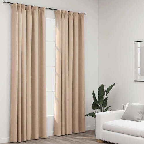  Zavjese za zamračivanje s kukama 2 kom bež 140 x 225 cm Cene