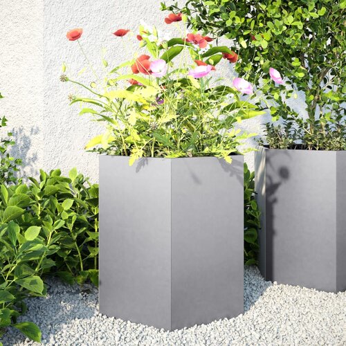 vidaXL Vrtna sadilice 2 kom šesterokutna 46x40x45 cm pocinčani čelik Cijene