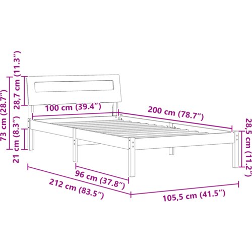  Krevetna konstrukcija S LED lampica s uzglavljem Vo&amp;scaron;tano smeđa 100 x 200 cm Slike
