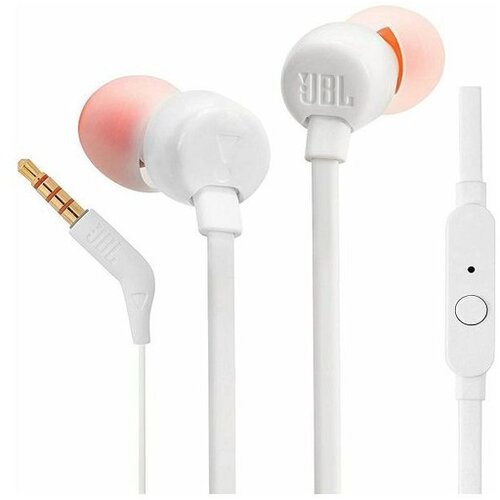 JBL žične ušesne slušalke z mikrofonom T110E, bela Cene