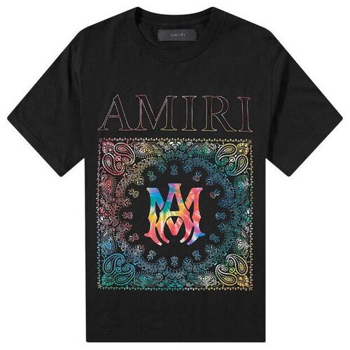 Amiri Majice s kratkimi rokavi RAINBOW BANDANA TEE BLACK Črna Cene