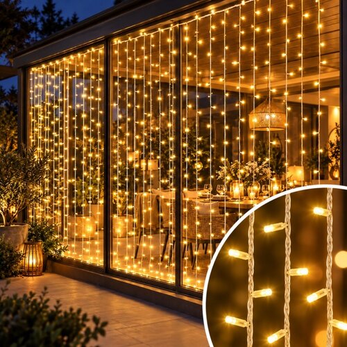  Novogodi&amp;scaron;nje LED lampice zavesa 3 x 3 m, 300 LED dioda, toplo bele ( KLK2665 ) Slike