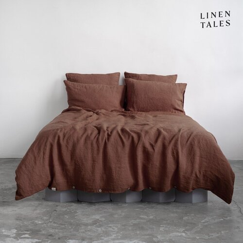 Linen Tales Temno rjava enojna lanena posteljnina 140x200 cm Chocolate &ndash; Cene