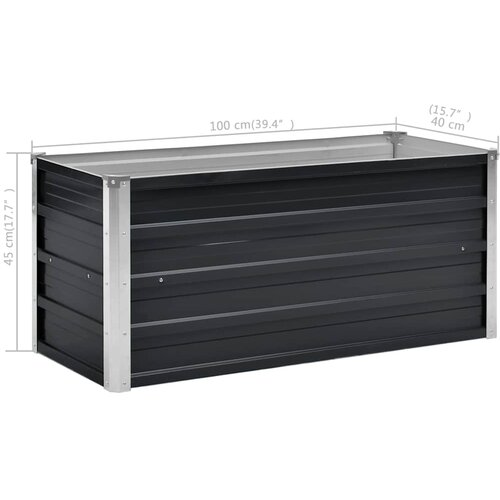  Povi&amp;scaron;ena vrtna gredica antracit 100x40x45 cm pocinčani čelik Slike