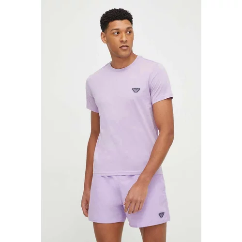 Emporio Armani Underwear Bombažna kratka majica moški, vijolična barva
