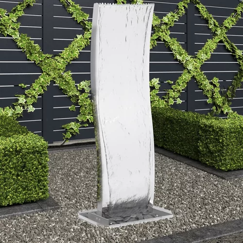 vidaXL vrtna fontana s črpalko 108 cm nerjaveče jeklo zaobljena