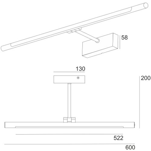  LED kupatilsko svetlo za ogledalo MIRROR, 8W/230V, 4000K, IP44, 60 cm, crno Slike