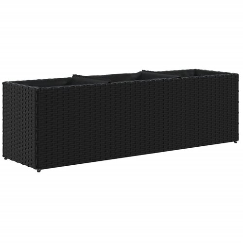  Vrtna sadilica s 3 posude crna 105 x 30 x 32 cm od poliratana Slike