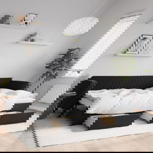 VidaXL Izvlečna dnevna postelja s predali črna 80x200 cm žamet Slike