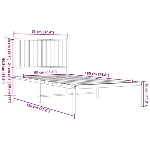  okvir za krevet s uzglavljem bijeli 90 x 190 cm Slike
