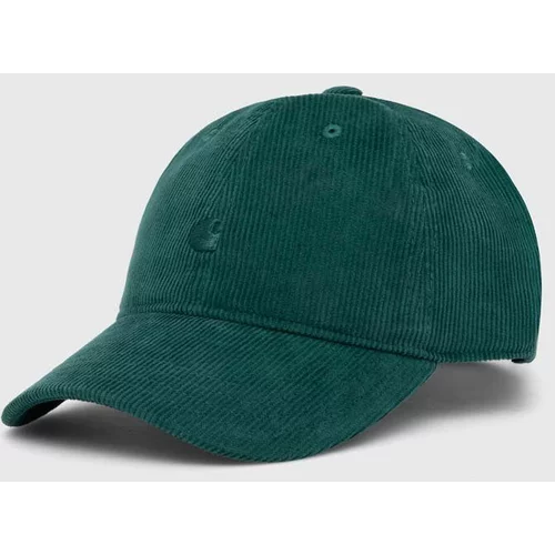 Carhartt WIP Samtana kapa sa šiltom Harlem Cap boja: zelena, bez uzorka, I028955.1XHXX