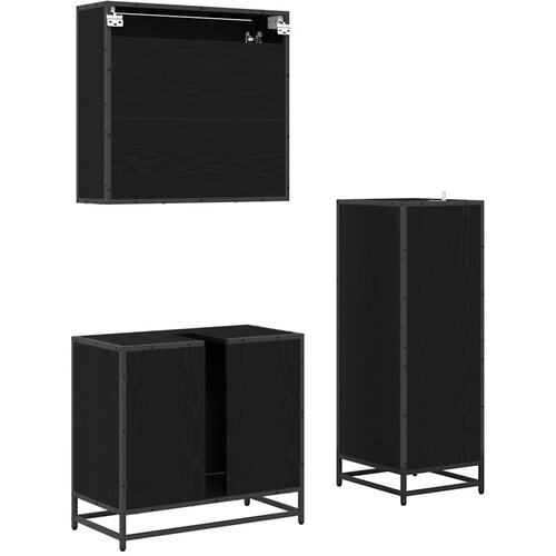  Set namje&amp;scaron;taja za kupaonicu 3 kom. Crni hrast Crna 35 x 37,5 x 100 cm Slike