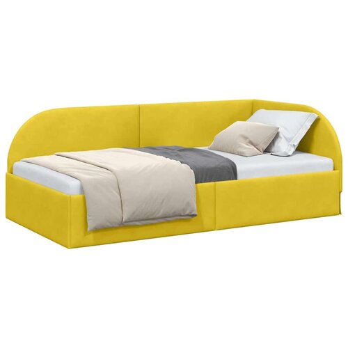 VidaXL kutni okvir kreveta s uzglavljem žuta 80 cm x 200 cm tkanina Slike