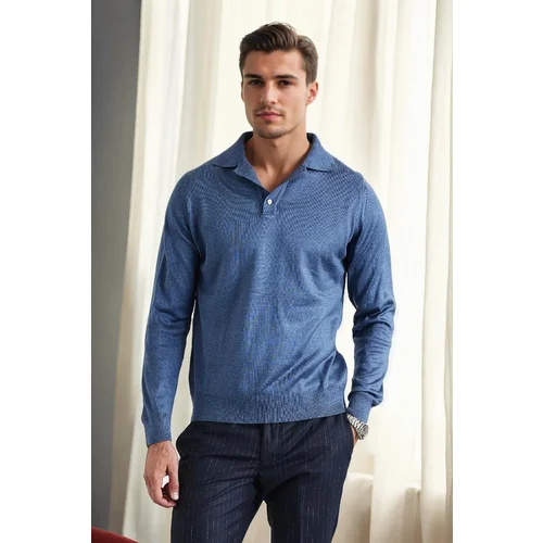 Dewberry 28296 Polo Neck Mens Knit Sweater-INDIGO