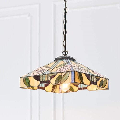 Endon 64385 - Luster na lancu Tiffany WILLOW 1xE27/60W/230V prečnik 35 cm Slike