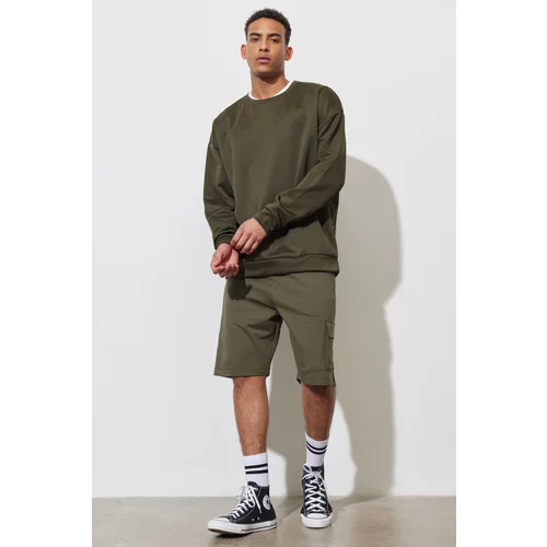 ALTINYILDIZ CLASSICS Men's Khaki Standard Fit Regular Fit Cotton Pocket Knitted Shorts