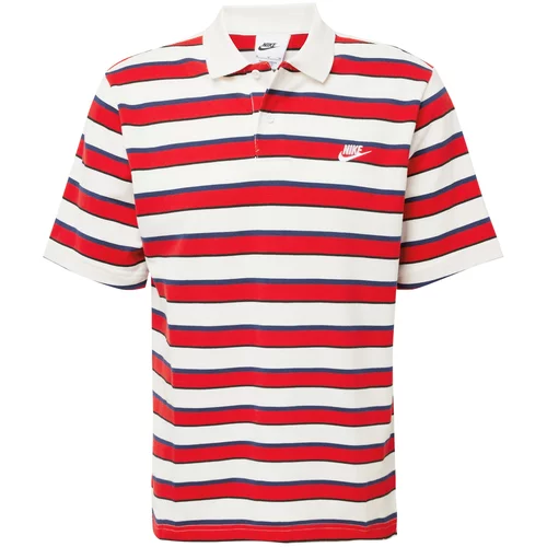 Nike Sportswear Majica 'CLUB' svijetlobež / mornarsko plava / crvena / bijela