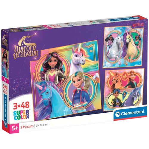 Clementoni Unicorn Akademija Supercolor slagalica 3x48 komada - Slike