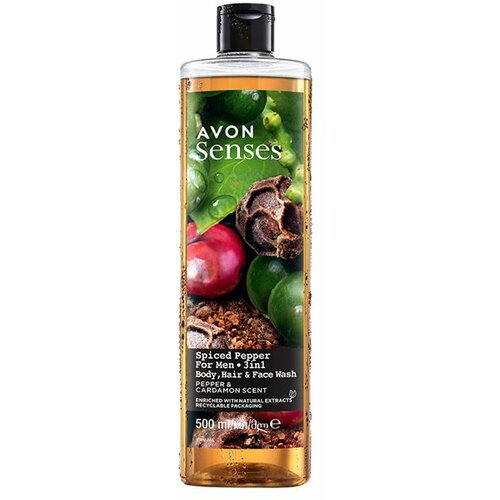 Avon Senses Spiced Pepper 3u1 šampon i kupka za telo i lice za Njega 500ml Slike