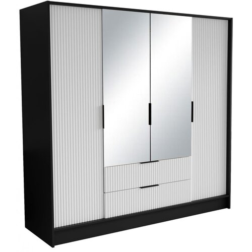 ADRK Garderobni ormar s ogledalom Norel 200 cm - CRNA-BIJELA Slike