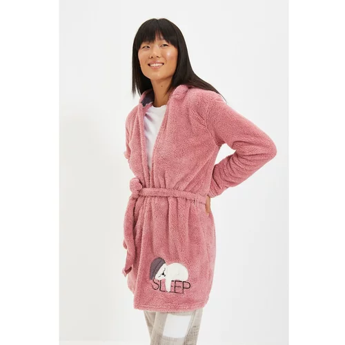 Trendyol Powder Knitted Hooded Detailed Fleece Dressing Gown
