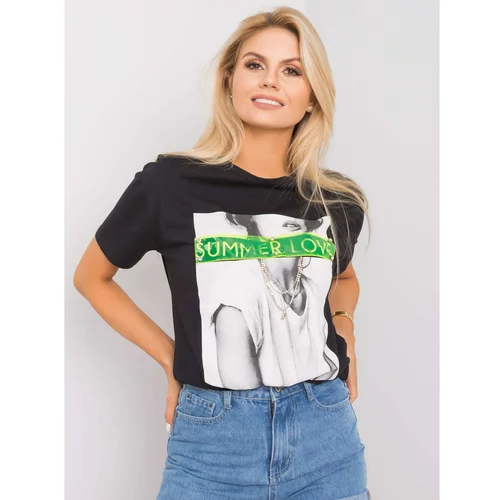 Fashion Hunters Black cotton T-shirt with applications