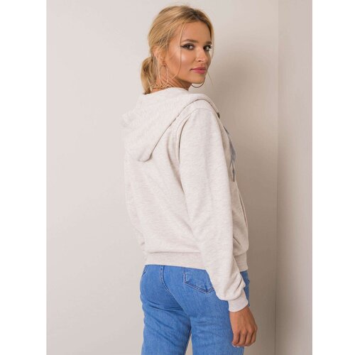 Fashion Hunters Beige hooded sweatshirt made of melange cotton Slike
