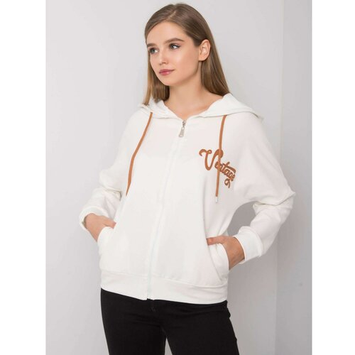 Fashion Hunters Ecru sweatshirt with a zip with a hood Slike