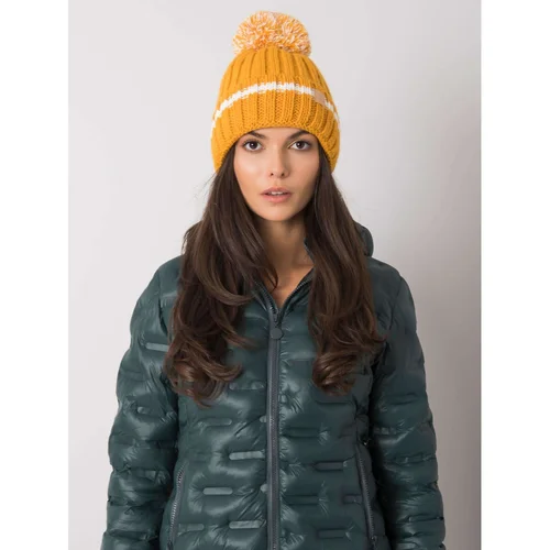 Fashion Hunters Women's warm hat in dark yellow color