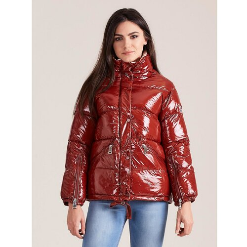 Fashion Hunters Sjajna smeđa zimska jakna crna siva | crveno crveno Slike